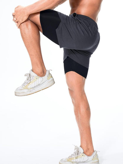 Mens Running Shorts，Workout Running Shorts for Men，2-In-1 Stealth Shorts， 7-Inch Gym Yoga Outdoor Sports Shorts